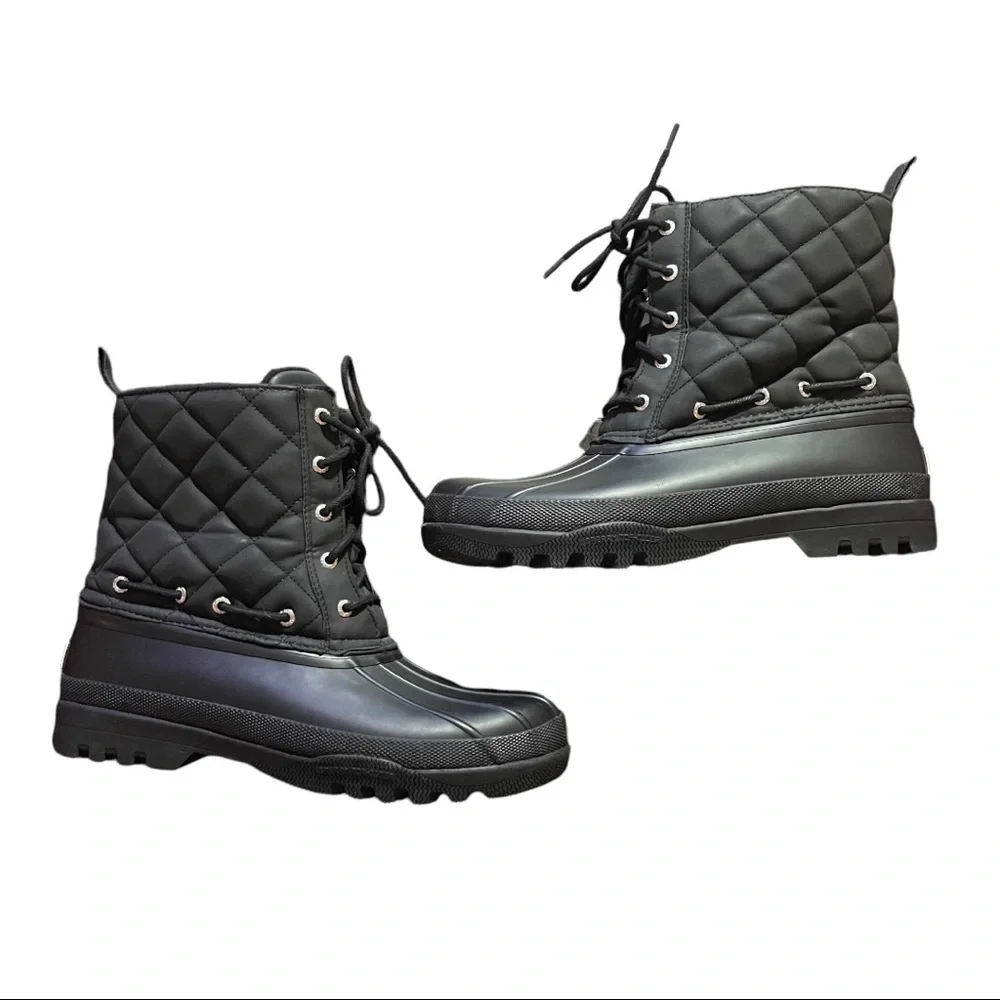 Sperry Quilted Black Rain Duck Boots Size 9 Gosling waterproof